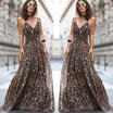 Sexy Womens Leopard Sleeveless Maxi Dress Cocktail Party Evening Clubwear Dress