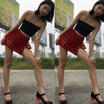 Fashion Sexy Women Suede Lace Up Bandage High Waist Party Pencil Mini Skirt Sale