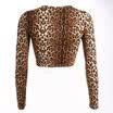 Women O Neck Slim Crop Top Leopard Print Blouse Top Short T-shirt Clubwear Party