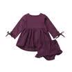 Canis Toddler Baby Girl Long Sleeve Flared Dress Tops Shorts Outfits Set Clothes