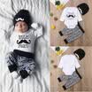 UK Newborn Baby Boys Romper Bodysuit Jumpsuit Long Pants Hat Outfits Clothes Set