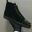 Big Size Eur36-47 Designer Shoes High Cut Red Bottom Spike Sedue calf Sneaker Luxury Party Wedding Shoes Genuine Leather Casual Sh