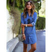 Women Denim Blue Dress Pocket Button Long Sleeve Shirt Loose Mini Dresses AU