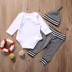 UK Stock Toddler Baby Boy Girl Cotton Romper Tops Long Pants Hat Outfits Clothes