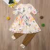 2PCS Newborn Kid Baby Girls Flower Tops Dress Long Pants Outfits Clothes Casual