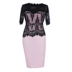 New Style Fashion Lace Peplum Patchwork Party Club Bodycon Sexy Half Sleeve Plus Size Pencil Dress