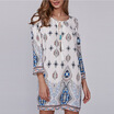 Retro Style Patchwork Printed Mini Tunic Dress