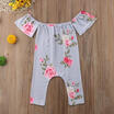 Newborn Baby Girl Off-shoulder Stripe Romper Bodysuit Jumpsuit Outfits Clothes