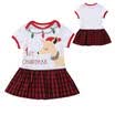 UK Kids Baby Girl 1st Christmas Dress Deer Plaid Short Sleeve Party Dresses 1-5T