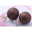 Womens Striking Zircon Charm Ear Stud Ball Pearl Crystal Earrings 8Colors