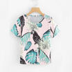 Womens Fashion Hot Sale Floral T-Shirt Ladies Loose Tops Blouse Shirts Plus Size