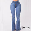 Womens Vintage High Waist Flared Bell Bottom Jeans Trousers Denim Skinny Pants