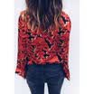 Women Sexy Deep V-Neck Long Sleeve Tops Loose Blouse Casual T-Shirt Bodysuit