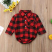 UK Xmas Infant Kids Baby Girl Boy Plaid Check T-shirt Elk Romper Bodysuit Outfit