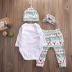 AU Stock Xmas 4PCS Baby Girl Clothes Romper T-shirtPants Hat Outfits 0-18M