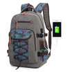 New washed canvas bag usb-printed middle school bag retro mens shoulder computer backpack