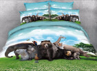 3D Group Animals Printed Cotton 4-Piece Bedding Sets