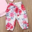 Newborn Toddler Baby Girls Floral Pink Tops Romper Pants 3Pcs Outfit Set Clothes