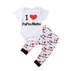 Baby Boy Girl I LOVE PAPA MAMA RomperPants Set Mothers Day Outfits Clothes Set