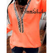 Plus Size Ladies Womens Loose Casual V-Neck Long Sleeve T Shirt Tops Blouse Tee