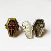 AU Popilar Punk Cross Rings Silver Bats Coffin Goth Restoring Ancient Vintage