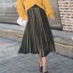 Fubixi FUBIXIAN Korean version of the high waist in the long pleated skirt a word half skirt female Q4196 army green uniform