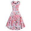 Sweetheart Neck Flower&Bird Swing Retro Dress