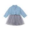 Toddler Kids Baby Girl Casual Long Sleeve Denim Tutu Tulle Princess Party Dress
