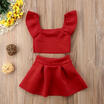 Newborn Kids Baby Girl Party Off Shoulder Crop Tops Skirt Outfits Clothes Summer