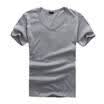 New Mens T Shirt Cotton Slim Fit Muscle Top Short Sleeve Plain Deep V Neck