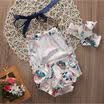 2PCS Floral Newborn Baby Girl Cotton Romper Bodysuit Headband Clothes Outfit Set