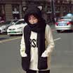 New Autumn Winter Plush Hooded Scarf Hat Gloves Three In One Thick Warm Shawl