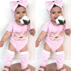 UK Newborn Infant Baby Girl 3PCs Set Romper Jumpsuit Bodysuit Leg Warmer Outfits