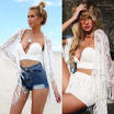 Sexy Womens Lace Floral Bikini Swimwear Cover Up Cardigan Beach Dress UK Stock