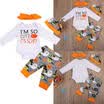 4PCS Halloween Newborn Baby Boys Girls Long Sleeve Romper Pants Outfits Clothes