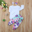 UK Stock 3pcs Infant Baby Girl Floral Outfits Jumpsuit Romper Pants Headband Set
