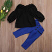 Kids Baby Girl Outfit Off Shoulder Shirt T-shirt TopsLong Pants Cotton Clothes