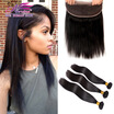 Hot 360 Frontal Band With Bundles Straight Malaysian Virgin Hair With Frontal Closure Cheap 360 Lace Frontal With Hair Bundles