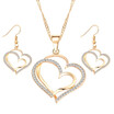 Luxury Romantic Classics Crystal Rhinestone Heart Necklace Earring Set Silver Gold Plated Temperament Plated Fashion Cute Love Pr