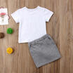 Newborn Kid Baby Girl Sequins Tops T-shirt Denim Skirts Dress Outfit Clothes Set