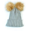 UK Stock Baby Kids Fur Pom Bobble Cap Autumn Warm Knit Beanie Hat 2017 Fashion
