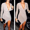 Sexy Women V-neck Slim Bodycon Bandage Sleeve Dress Short Party Dress Casual