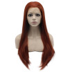 Iwona Synthetic Hair Lace Front Long Stright Burgundy Red Wig