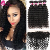 Brazilian Deep Wave With Frontal Ear To Ear Lace Frontal Closure With Bundles Brazilian Virgin Hair With Frontal