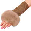 Custer gloves female winter students cute lady exposed means Korean version of the winter thickening warm cycling arm sets of wool half-finger camel