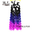 8pcs lot Ombre Wave hair synthetic japanese fiber 6 Bundles synthetic weave With Closure 18"20"22" Ombre Hair Weft Extension