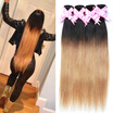 Peruvian Virgin Hair Straight 3 Bundles Omber Human Hair Extensions Dark Blonde Hair Bundles Omber Brazilian Virgin Weave Hair