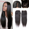 7A Brazilian Straight Lace Closure Bleached Knots 4x4 Inch Natural Color 100 Virgin Human Hair Closure Middle Part Lace Closure