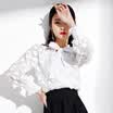 MAZOE Lace Hollow Stereo Clover Short Bowknot Chiffon Shirt M012 White One Size