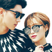 Parim sunglasses men&women fashion polarized light driving mirror sunglasses female G003 black eyebrow silver ring box - gray plate is ice blue REVO